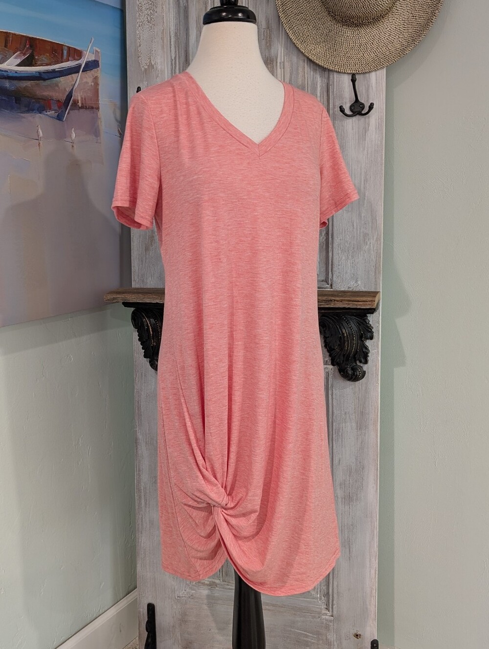 NWT Miselon Twist Front V-Neck T-shirt Dress